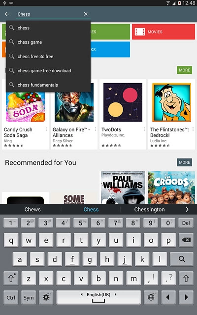 Key in the name of the required app and press the search icon.