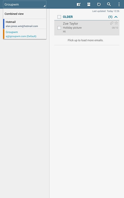 Press the required email account.