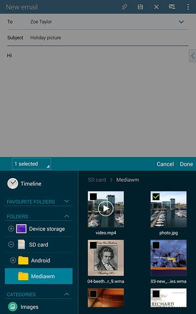 Press the field in the corner of the required file until it's selected.