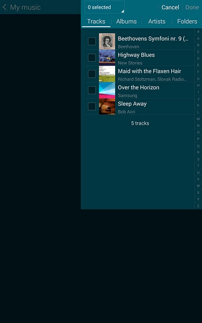Press the required audio files to select them.