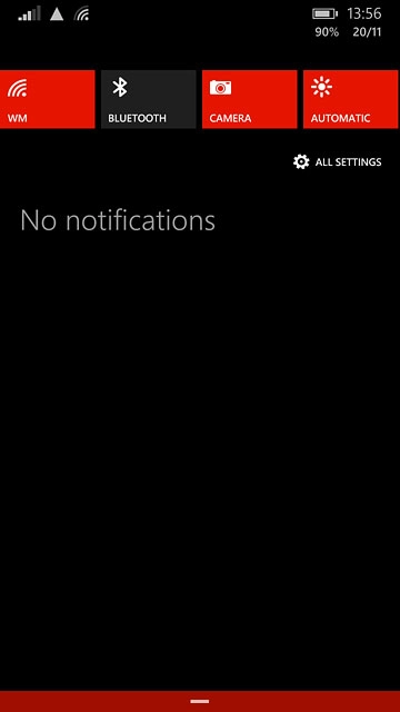 Slide your finger down the display starting from the top edge of your phone.Press ALL SETTINGS.