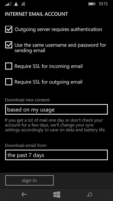 Press Require SSL for incoming email and Require SSL for outgoing email until the function is turned off.