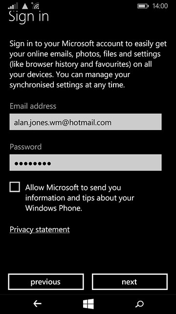 Press next.Follow the instructions on the display to end the activation of your Microsoft account.