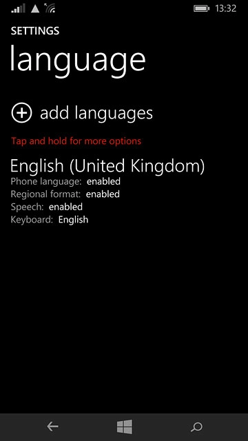 If the language isn't displayed on the list of languages:Press add languages.