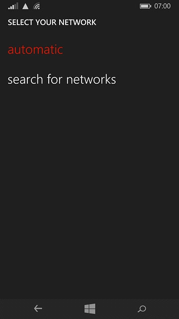 Press search for networks.Your phone searches for networks within range.