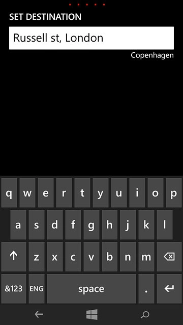 Key in the required destination and press enter.