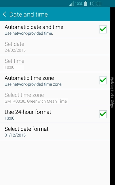 Press Automatic time zone until the function is turned on.