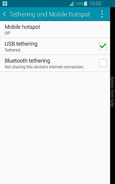 Press USB tethering until the function is turned on.