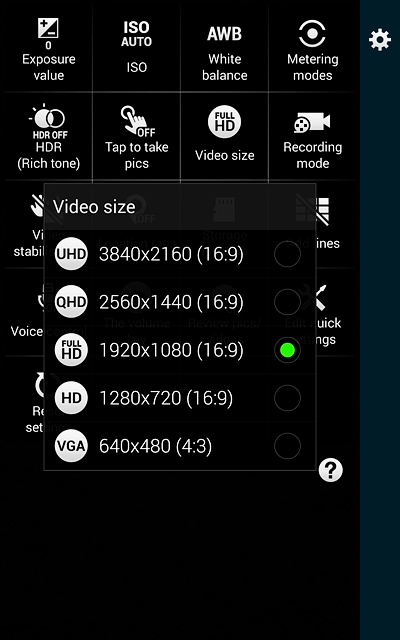 Press the required resolution.