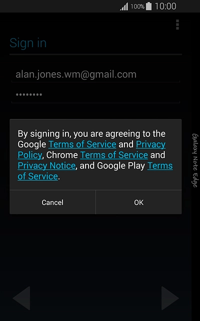 Press OK.Follow the instructions on the display to select settings for your Google account.