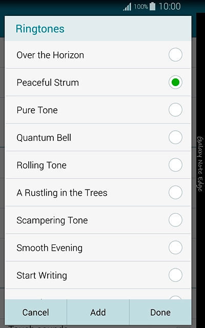 Once you've found a ring tone you like, press Done.