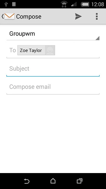 Press Subject and key in a subject for the email message.