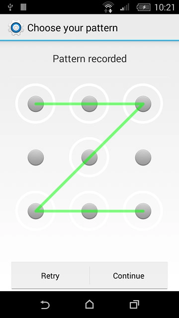 Press Continue.Repeat the selected phone lock code to confirm.