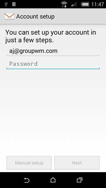 Press Password and key in the password for your email account.