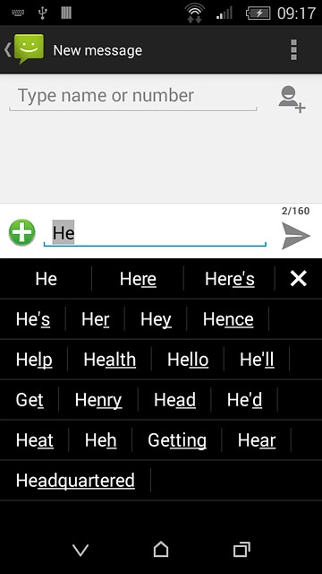 Press the required word to insert it.