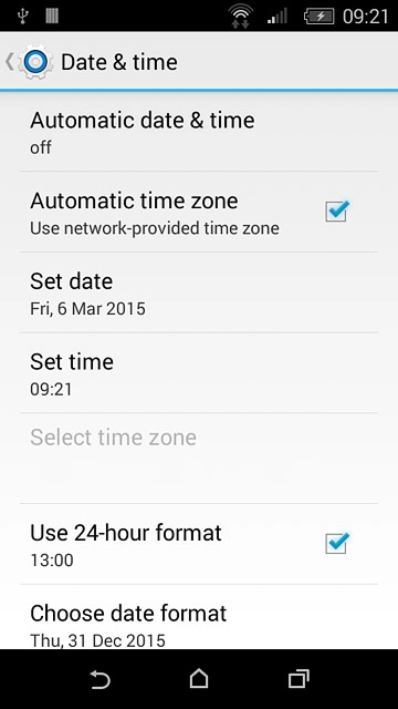 Press Automatic time zone until the function is turned on.