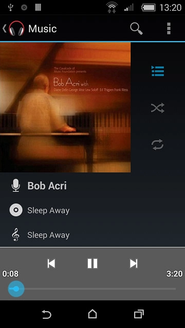 To go to the previous audio file:Press arrow left.