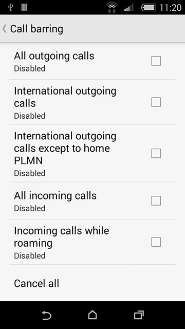 International outgoing calls except to home PLMN