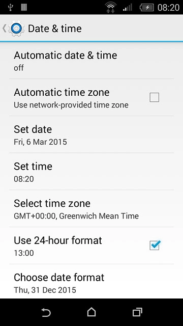 Press Automatic date & time.