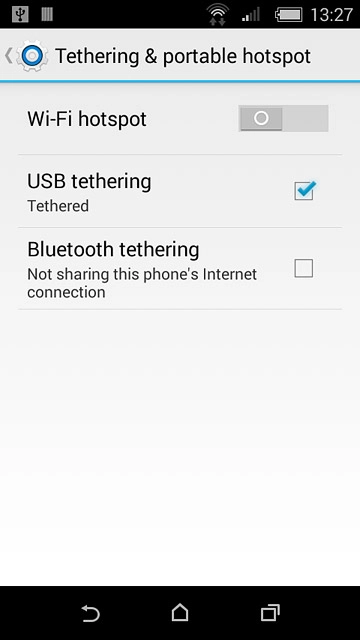 Press USB tethering to turn on the function.