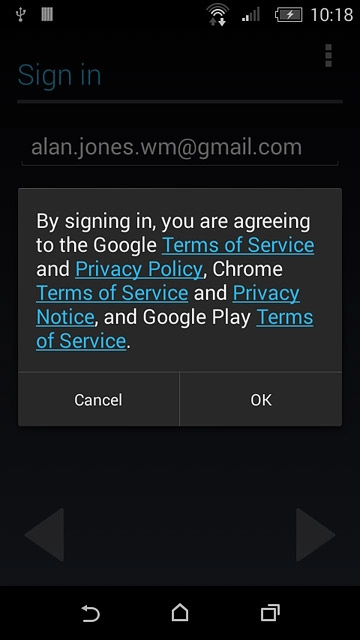 Press OK.Follow the instructions on the display to select settings for your Google account.