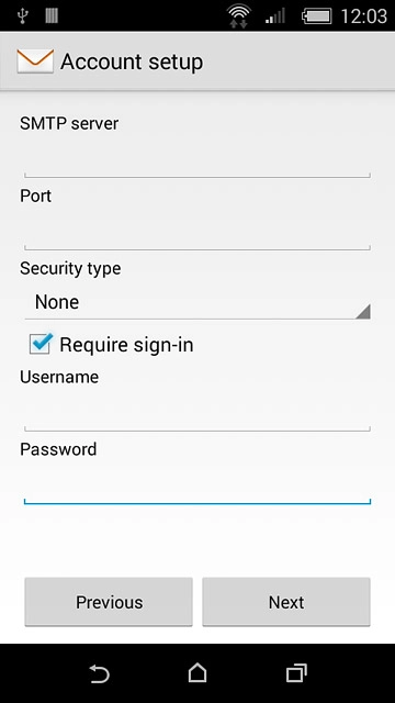 Press Next.Please note that if you're using Vodafone's outgoing server, turn off SMTP authentication and leave the username and password fields empty.
