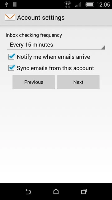 Press Sync emails from this account to turn the function on or off.