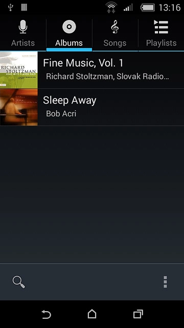 Press Albums.Go to the required audio file.