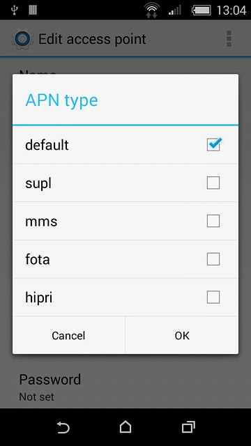 Press the field next to 