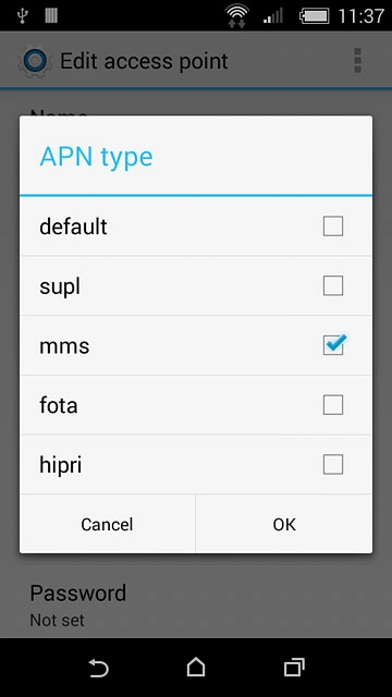 Press the field next to 