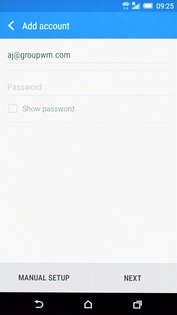 Press Password and key in the password for your email account.