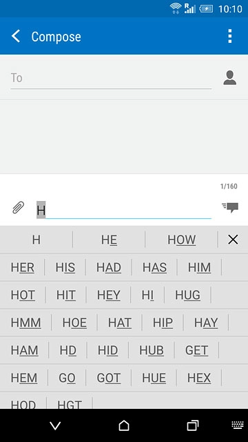 Press the required word to insert it.