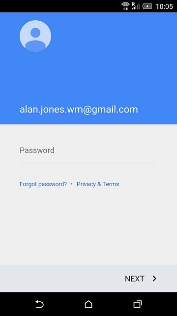 Press Password and key in the password for your Google account.