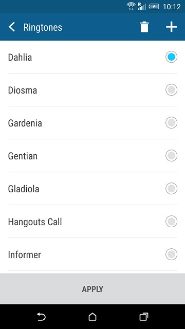 Once you've found a ring tone you like, press APPLY.
