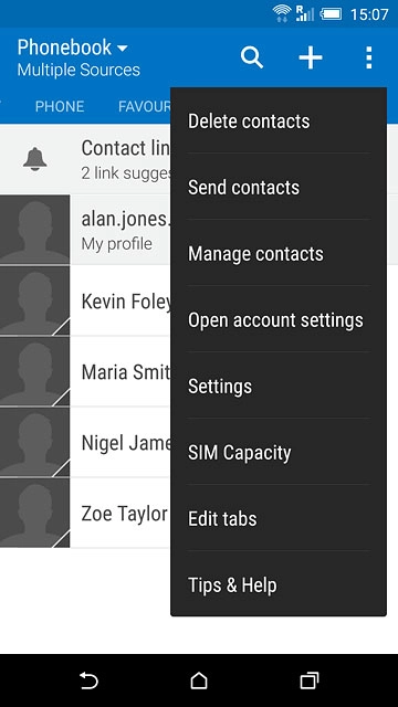 Press Manage contacts.