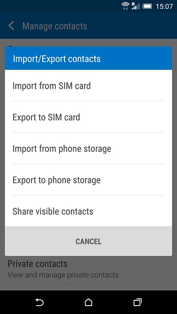 Press Import from SIM card.