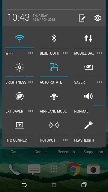 Slide two fingers down the display starting from the top edge of your phone.Press and hold the Wi-Fi icon.