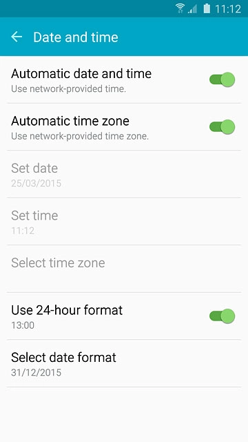 Press Automatic time zone until the function is turned on.