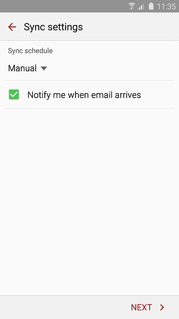 Press Notify me when email arrives to turn the function on or off.