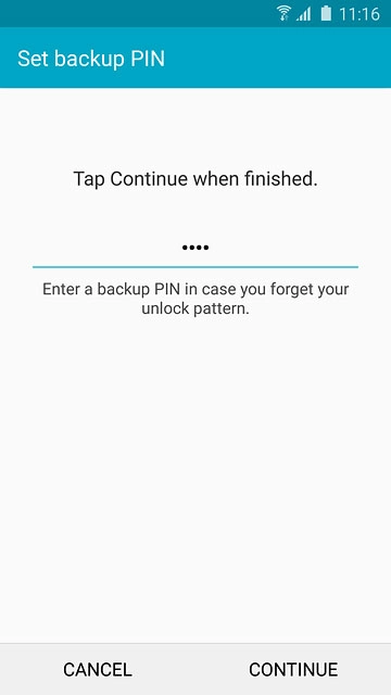 Key in a four-digit PIN and press CONTINUE.