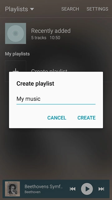 Key in a name for the playlist and press CREATE.