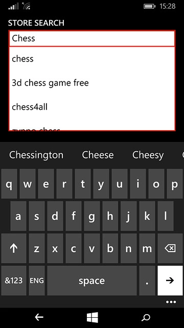 Key in the name of the required app and press arrow right.