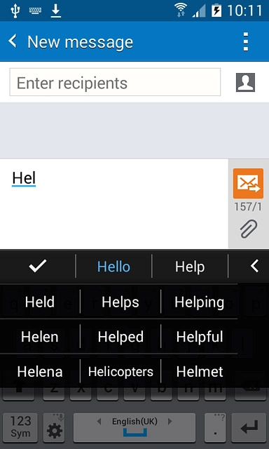 Press the required word to insert it.