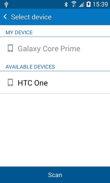 Your phone now searches for devices and after a moment, a list of Bluetooth devices within range is displayed.Press the required Bluetooth device.The file is sent.