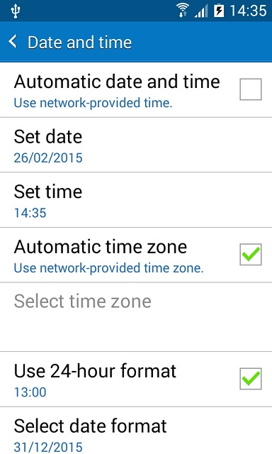Press Automatic time zone until the function is turned on.
