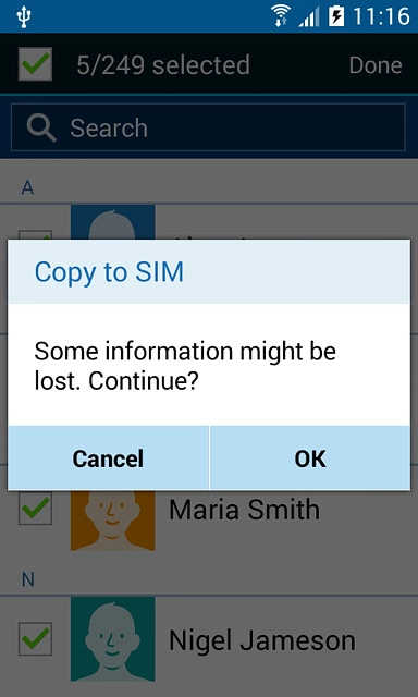 Press OK to confirm.