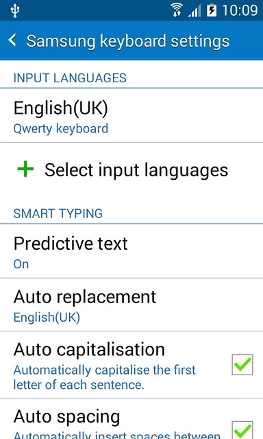 Press Select input languages.