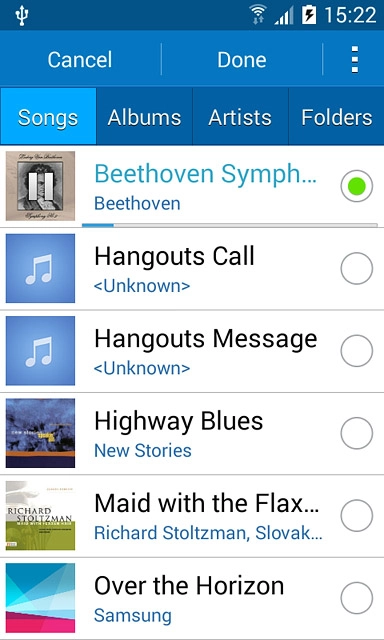 Once you've found a ring tone you like, press Done.