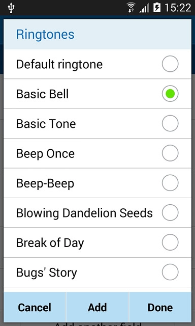 Once you've found a ring tone you like, press Done.