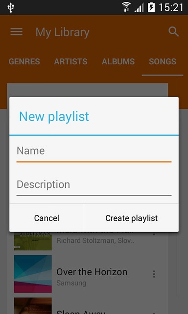 Press Name and key in the required name for the playlist.